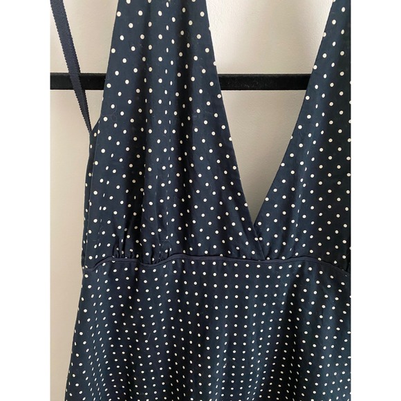 Gap Navy Blue White Polka Dot Halter Ruffle Hem A-Line Dress Womens 14 RN54023 - Picture 2 of 7